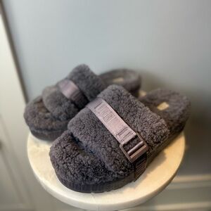 UGG Fluffita Platform Slides Grey | Size 8 | Authentic | Excellent Condition